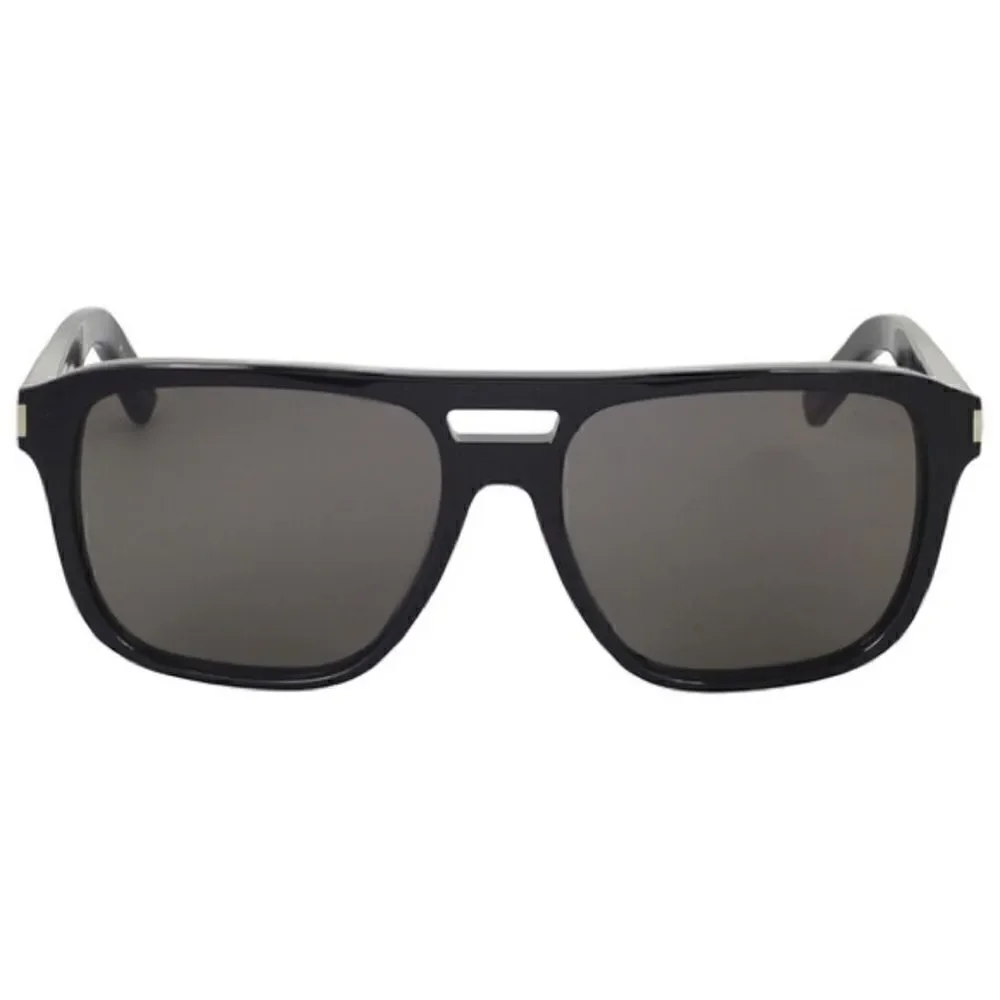 Yves Saint Laurent SL 87 Rectangular Unisex Sunglasses in Black/Grey